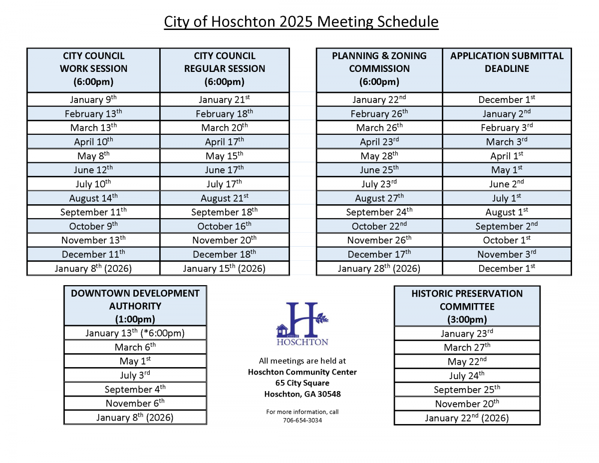 2025 Meeting Schedule