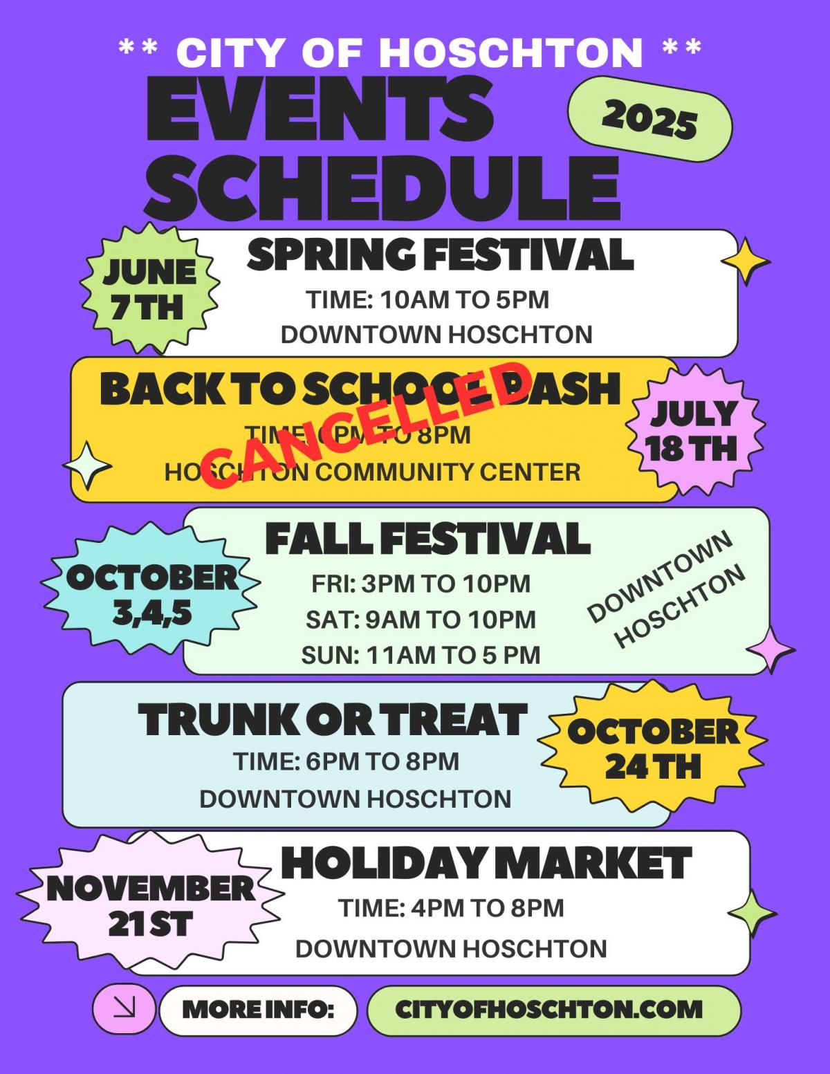 2025 City of Hoschton Event Schedule